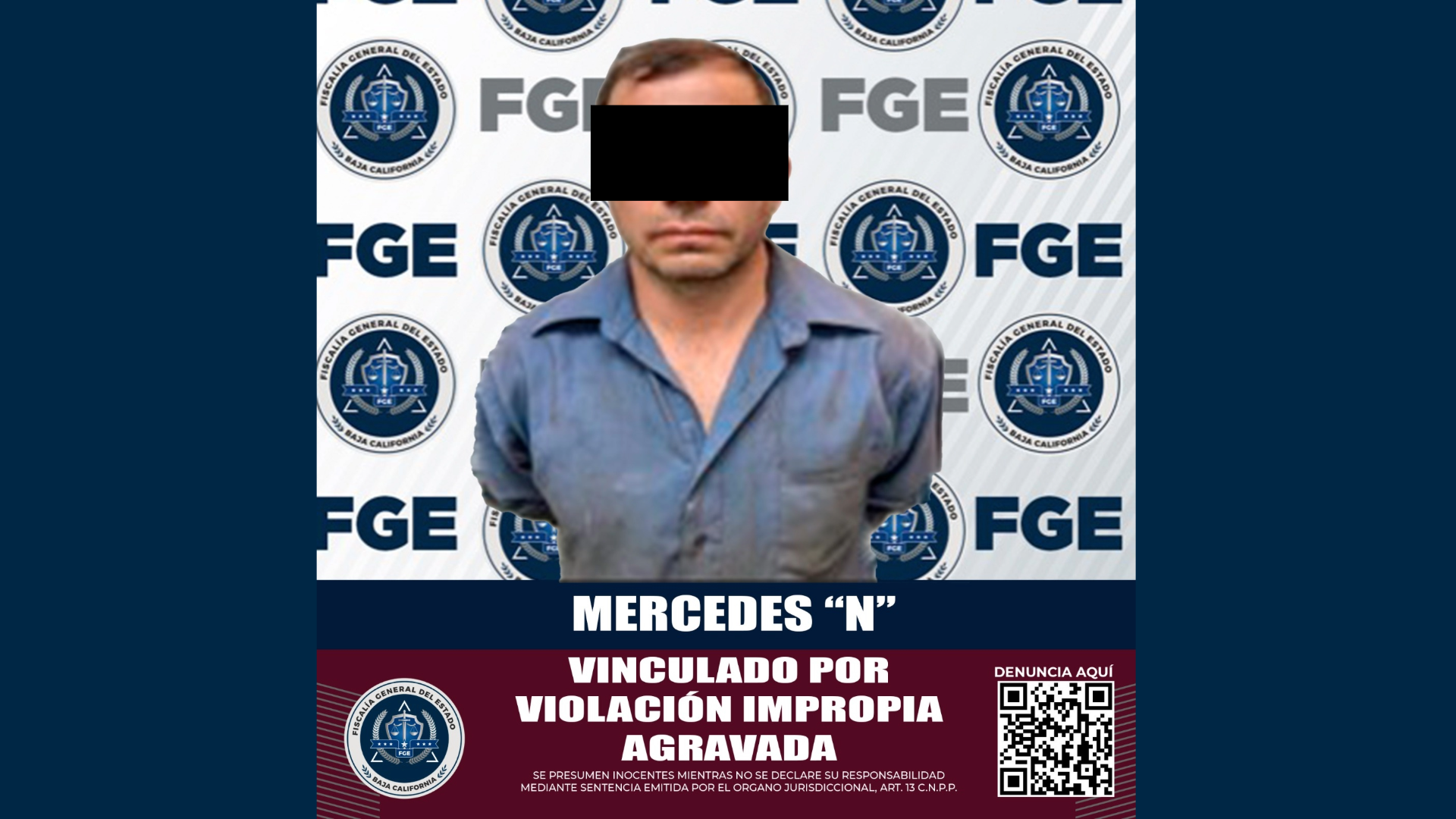 Detienen a sujeto acusado de violación contra menor de edad, en Mexicali