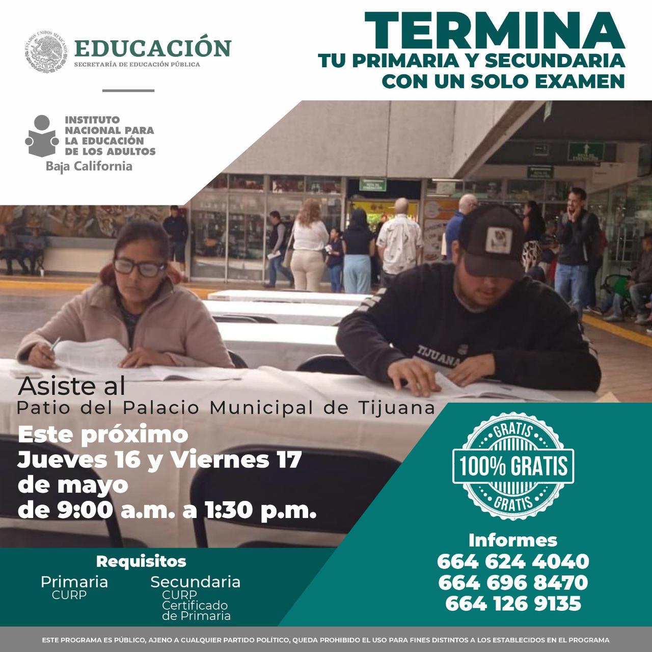 Realizarán Jornada de Acreditación de primaria y secundaria en palacio municipal de Tijuana