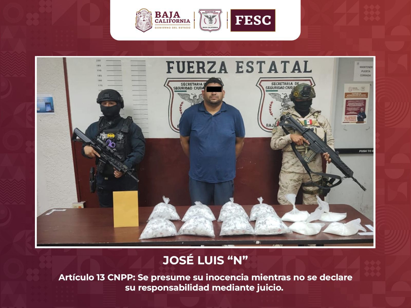 Detienen a sujeto en posesión de más de 6kg de metanfetamina, en el Valle de Mexicali