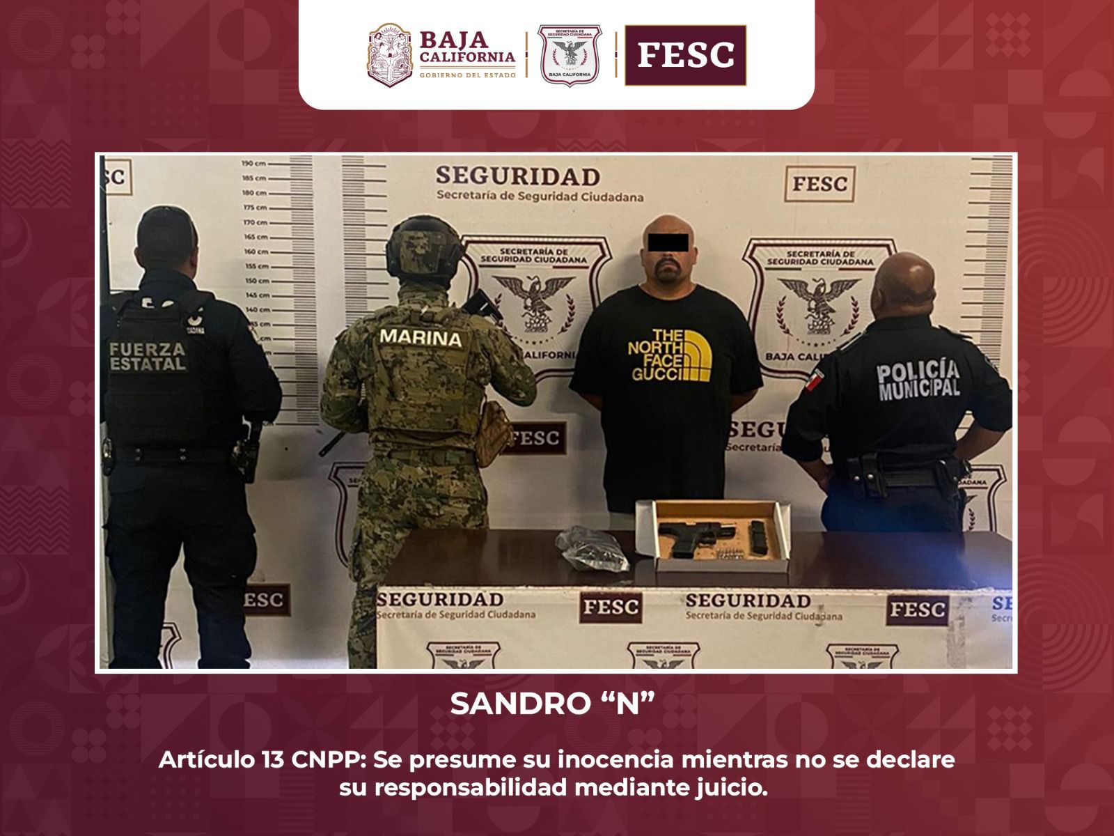 SORPRENDE FUERZA ESTATAL A HOMBRE ARMADO EN ROSARITO