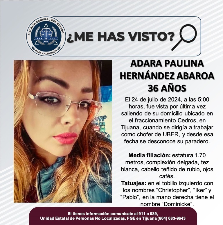 PESQUISA DE ADARA PAULINA HERNÁNDEZ ABAROA DE 36 AÑOS DE EDAD