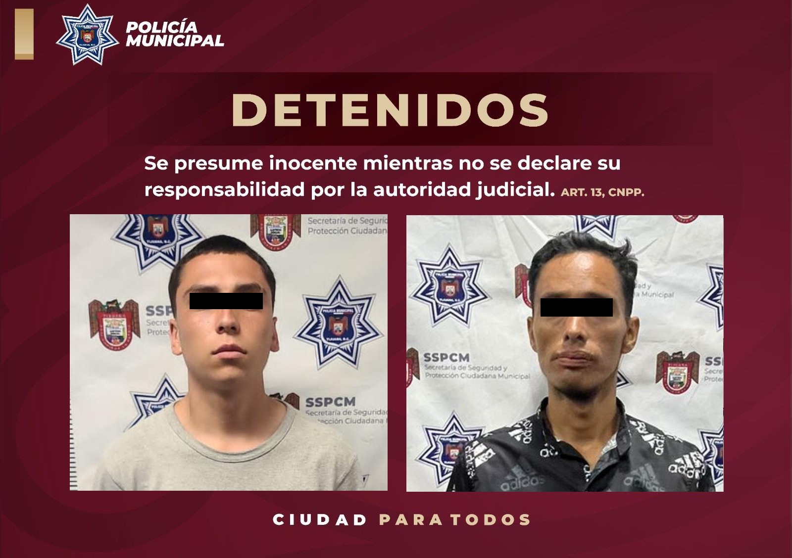 Detienen a dos fugitivos de la justicia, en Tijuana