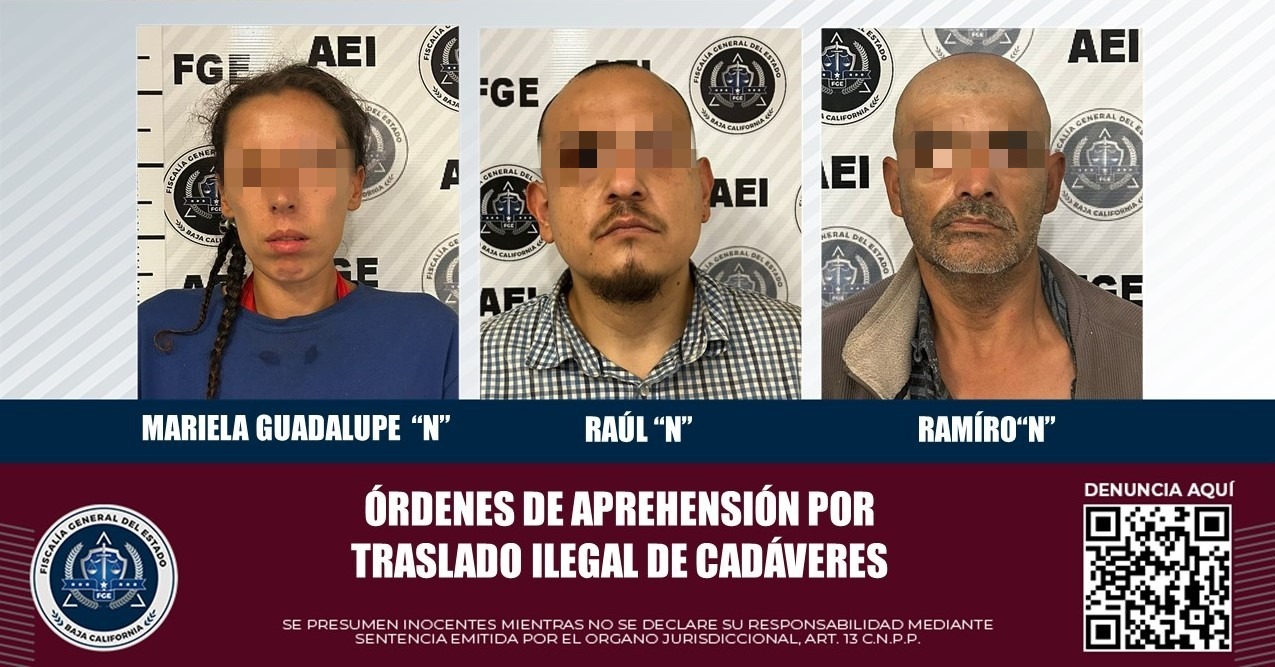 Detienen a tres personas por traslado ilegal de cadáveres, en Tijuana