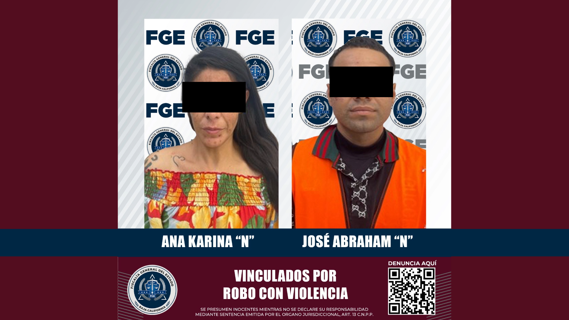 Detienen a pareja vinculada a robo con violencia, en Mexicali