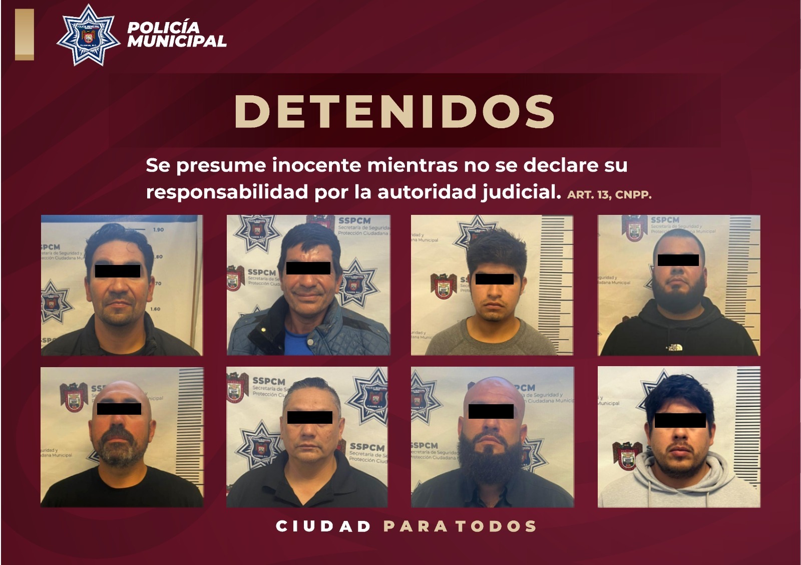 POLICÍA MUNICIPAL CAPTURA A OCHO SUJETOS ARMADOS QUE DEMOLIERON CASA A LA FUERZA