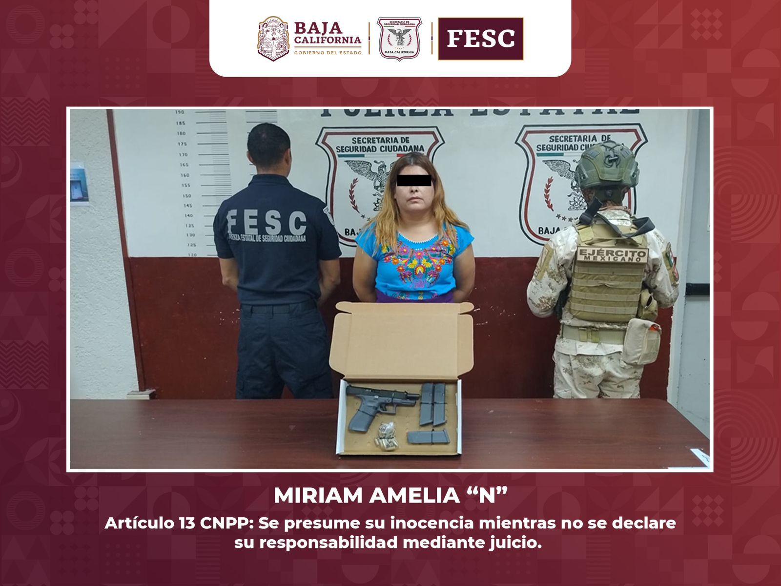 FESC y SEDENA detienen a mujer con arma y cargadores abastecidos