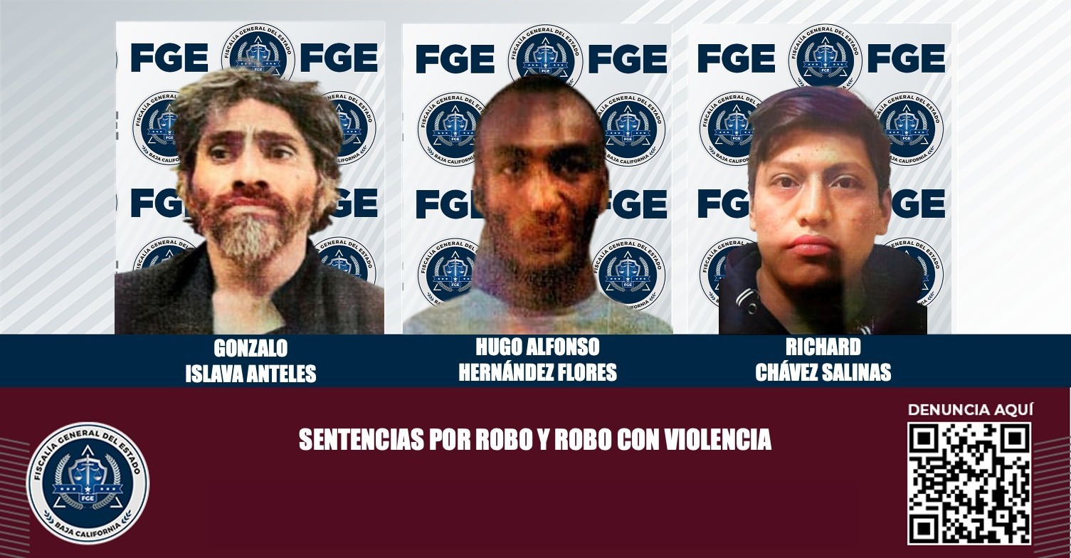 Obtiene Fiscalía General del Estado tres sentencias contra responsables de robo con violencia y robo a comercio