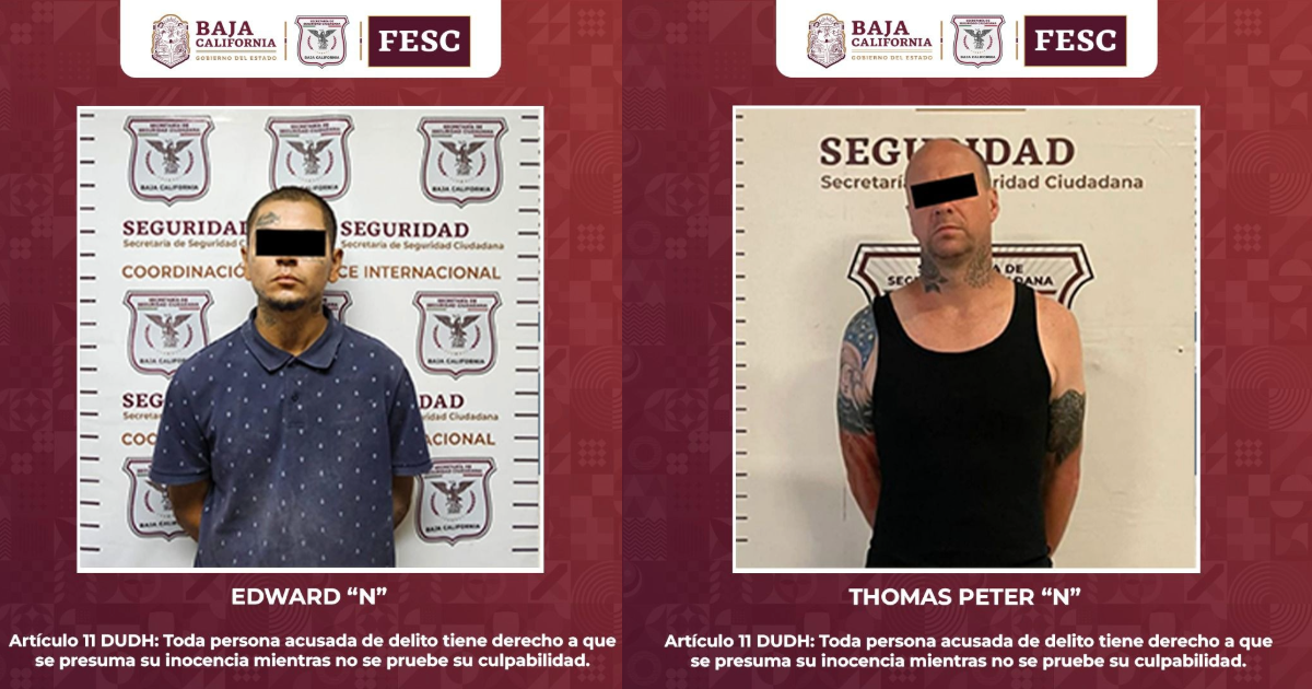 Detienen a dos prófugos de la justicia estadounidense en operativos en Mexicali y Tijuana