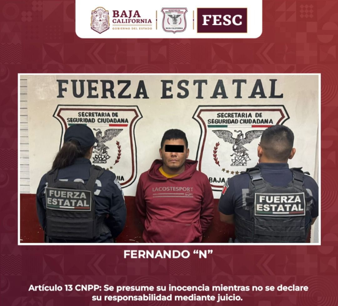 Capturan a hombre acusado de tentativa de homicidio, en Mexicali