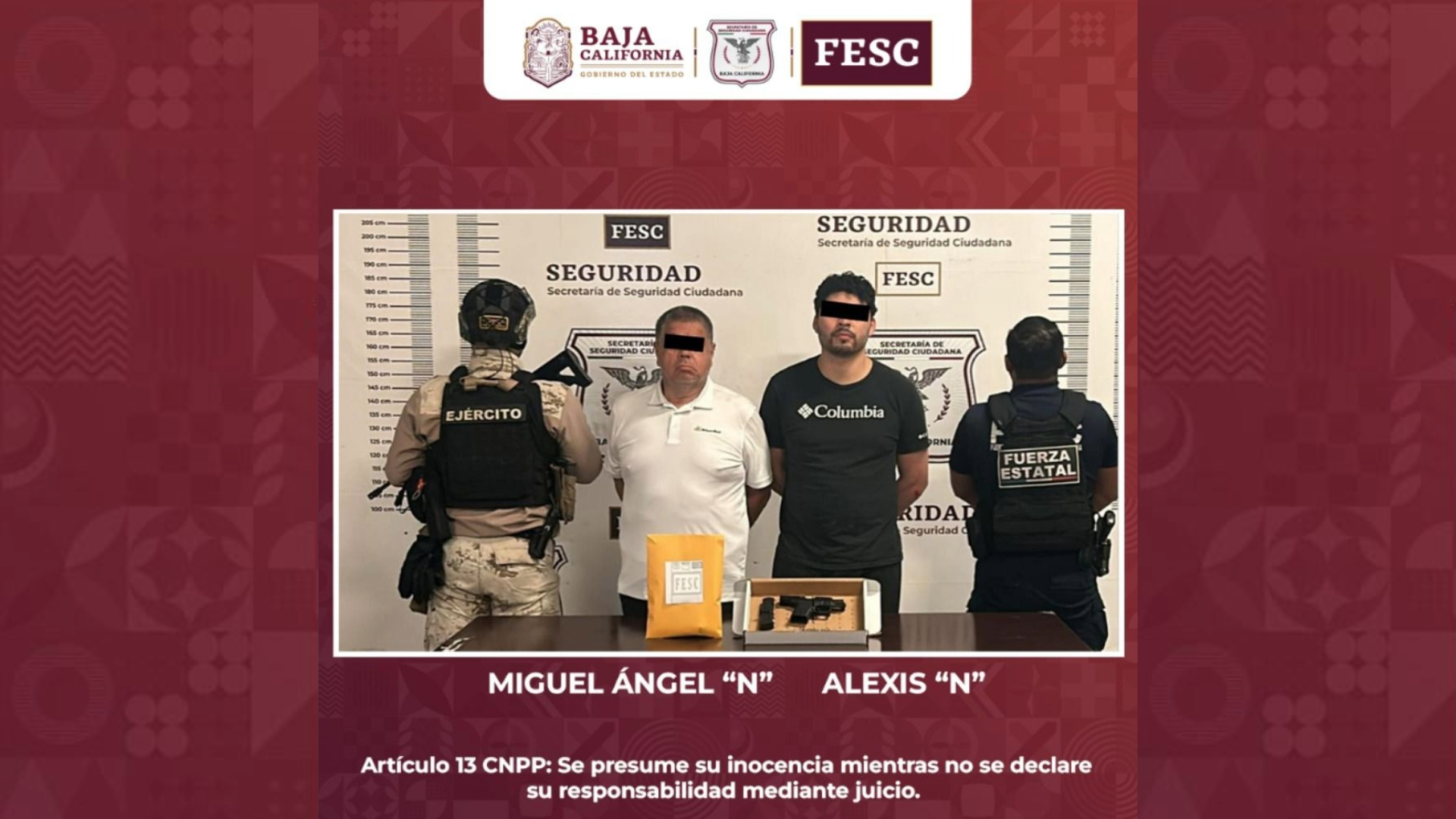 Aseguran a dos hombres en posesión de droga y un arma de fuego, en Tijuana