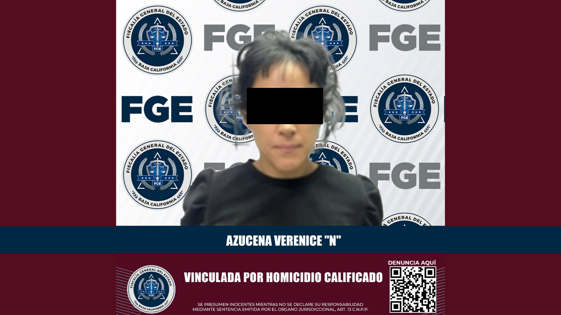 Detienen a mujer relacionada con homicidio calificado, en Mexicali