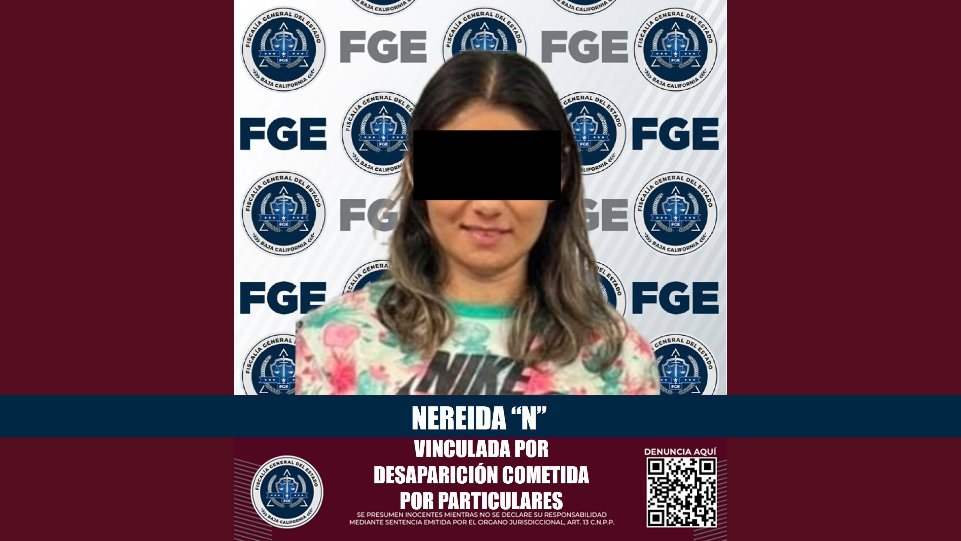 Detienen a fémina por delito de desaparición cometida por particulares, en Mexicali